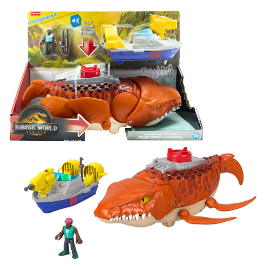 Fisher-Price Imaginext Jurassic World Rebirth Aquachomp Chase Mosasaurus Dinosaur Toy Playset