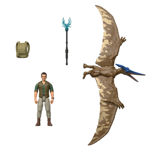 Jurassic World Rebirth Dr. Loomis & Pteranodon Figures Pack, Movie Accurate 3.75-Inch Scale